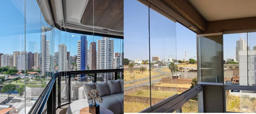 Cortina de vidro instalada em ambiente residencial — Gravataí/RS