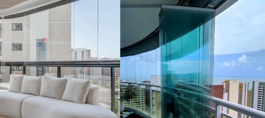 Cortina de vidro instalada em varanda residencial — Gravataí/RS